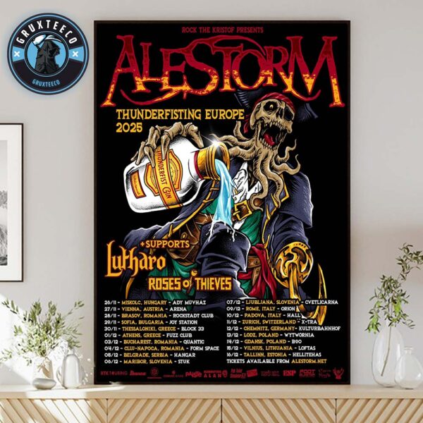 Alestorm Thunderfisting Europe Tour Schedule 2025 Home Decor Poster Canvas