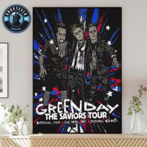 Green Day The Saviors Tour At National Stadium In Santiago Chile On August 30 2025 Home Decor Poster Canvas