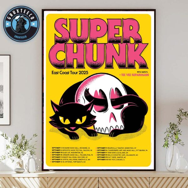Superchunk East Coast Tour 2025 With Guest Tee Vee Repairmann Home Decor Poster Canvas
