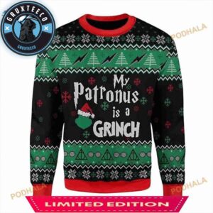3D Merry Christmas My Patronus Is A Grinch For Christmas Funny Ugly Sweater
