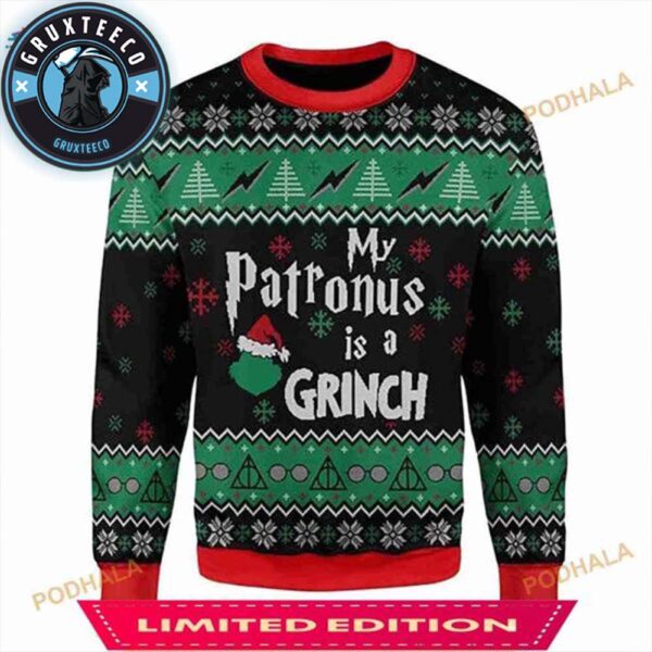 3D Merry Christmas My Patronus Is A Grinch For Christmas Funny Ugly Sweater