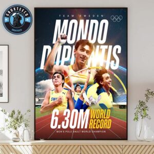 Armand Duplantis For 6.30m World Record Breaks World Record At Olympics 2025 Home Decor Poster Canvas
