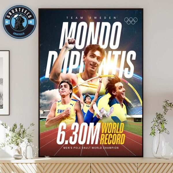 Armand Duplantis For 6.30m World Record Breaks World Record At Olympics 2025 Home Decor Poster Canvas