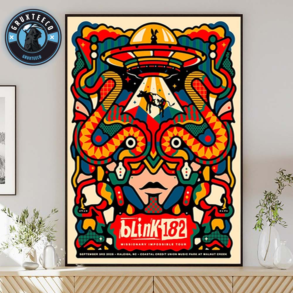 Blink 182 Missionary Impossible Tour At Raleigh In North Carolina USA On September 3 2025 Home Decor Poster Canvas