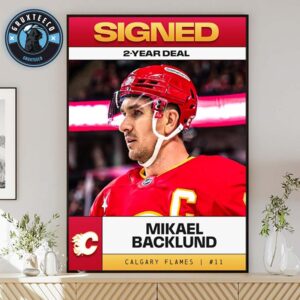 Calgary Flames Sign Captain Mikael Backlund On NHL 2025 Home Decor Poster Canvas