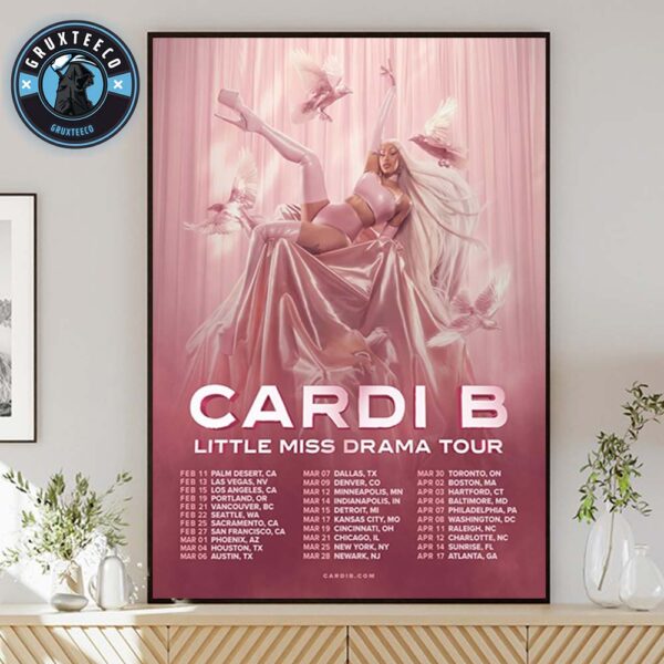 Cardi B For Little Miss Drama Tour Sechdule On February To April 2026 Home Decor Posster Canvas