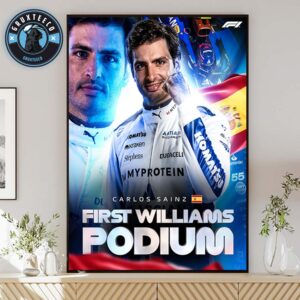 Carlos Sainz At F1 First Williams Podium In Singapore Grand Prix On September 22 2025 Home Decor Poster Canvas