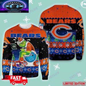 Chicago Bears Grinch Toilet 3D Holiday 2025 Gift Ugly Christmas Sweater