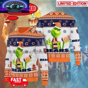 Chicago Bears NFL x Grinch Christmas For Holiday 2025 Xmas Best Ugly Sweater