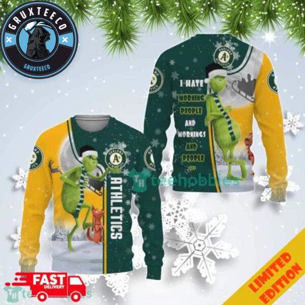 Christmas 2025 Oakland Athletics Grinch I Hate Morning People Ugly Christmas Sweater For Men And Women