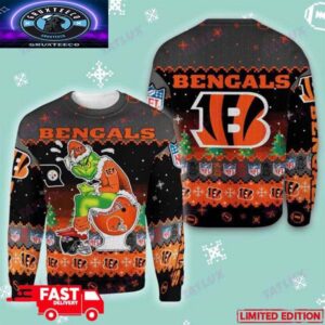 Cincinnati Bengals Grinch Toilet 3D Holiday 2025 Gift For Fans Ugly Christmas Sweater