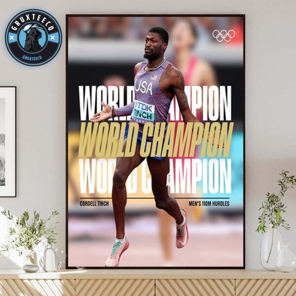 Cordell Tinch Is World Champion In Hurdles At The Olympics 2025 Home Decor Poster Canvas