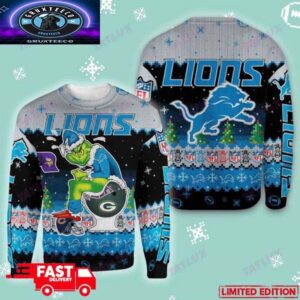 Detroit Lions Grinch Toilet 3D Holiday 2025 Ugly Christmas Sweater