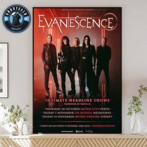 Evanescence Intimate Headline Shows AU Presented By Triple M And Australian Tour Schedule 2025 Home Decor Poster Canvas