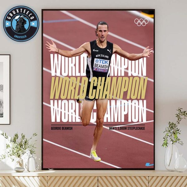 Geordie Beamish Is The Men 3000m Hurdles World Champion In The Tokyo 2025 Olympics On September 17 2025 Home Decor Poster Canvas
