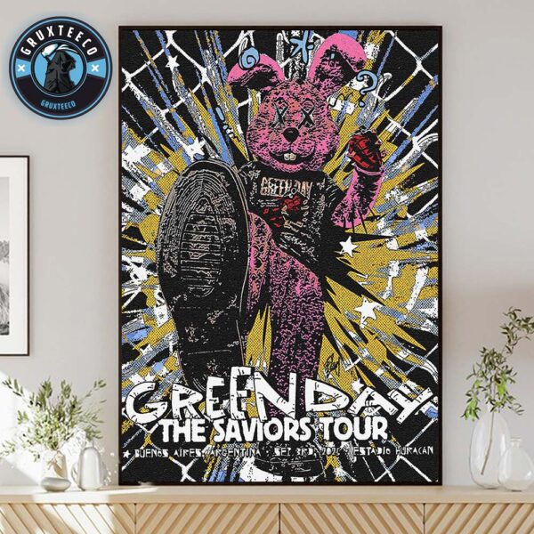 Green Day The Saviors Tour At Estadio Huracan In Buenos Aires Argentina On September 03 2025 Home Decor Poster Canvas