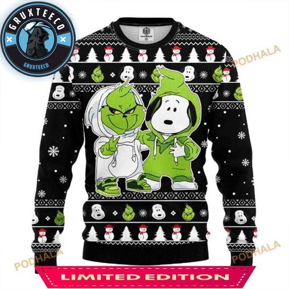 Grinch And Snoopy Friends Ugly Christmas Sweater For Men And Women