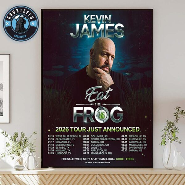 Kevin James Eat The Frog For Just Announged Tour Sechdule 2026 Home Decor Poster Canvas