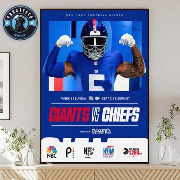 Matchup New York Giants VS Kansas City Chiefs For NFL Week 3 On September 21 2025 Home Decor Poster Canvas