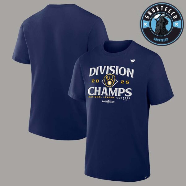 Milwaukee Brewers Fanatics Navy NL Central Division Champions MLB 2025 Unisex T-Shirt