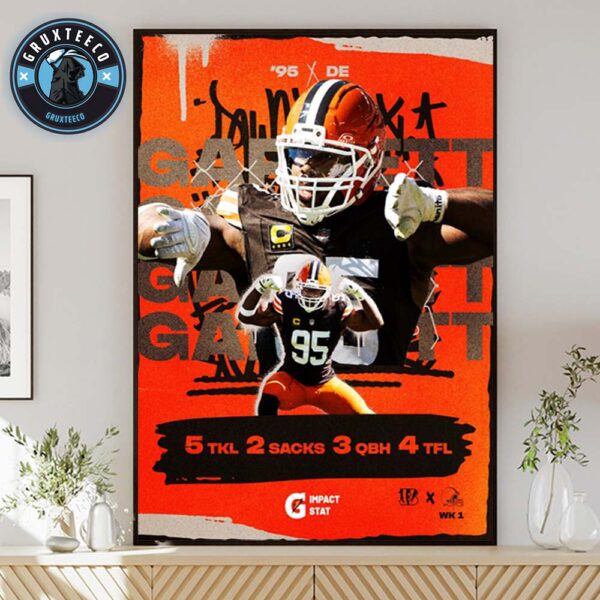 Myles Garrett Of Cleveland Browns With Player Of The Game 5 TKL 2 Sacks And 3 QBH 4 TFL In NFL Regular Season 2025 Home Decor Poster Canvas