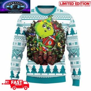 NFL Miami Dolphins Grinch Hug 3D For Holiday Xmas 2025 Ugly Sweater