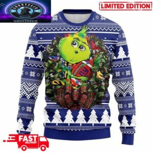NFL New York Giants Grinch Hug 2025 Xmas Gift For Holiday Ugly Sweater