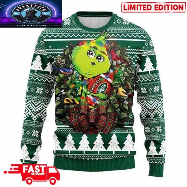 NFL New York Jets Grinch Hug 3D Christmas 2025 Xmas Gift Ugly Sweater For Holiday