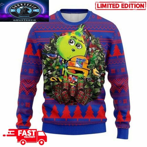 NHL New York Rangers Grinch x Christmas Hug 3D Gift Holiday 2025 Ugly Sweater