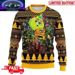 NHL Pittsburgh Penguins Grinch Hug Holiday 2025 Xmas Gift Ugly Sweater