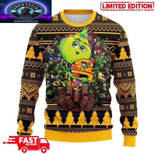 NHL Pittsburgh Penguins Grinch Hug Holiday 2025 Xmas Gift Ugly Sweater