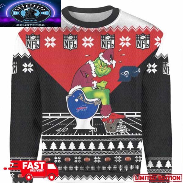 Personalized Grinch Arizona Cardinal Sitting On Buffalo Bills Toilet Christmas 2025 Gift 3D Ugly Sweater