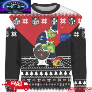 Personalized Grinch Los Angeles Rams Sitting On Buffalo Bills Toilet Christmas 2025 3D Ugly Sweater