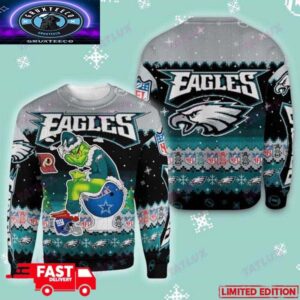 Philadelphia Eagles Grinch Toilet 3D Xmas 2025 For Fans Ugly Christmas Sweater