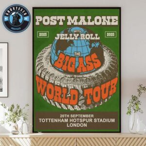 Post Malone With Jelly Roll For The Big Ass World Tour London On September 20 2025 Home Decor Poster Canvas