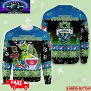 Seattle Sounders Grinch Toilet 3D Xmas Gift 2025 For Fans Ugly Christmas Sweater