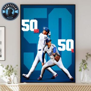 Shohei Ohtani With 50HR And 50K For MLB 2025 Home Decor Poster Canvas