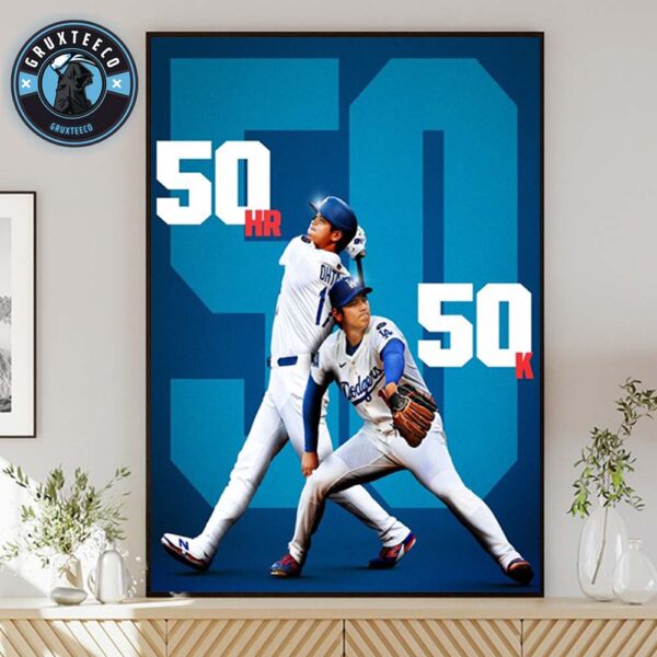 Shohei Ohtani With 50HR And 50K For MLB 2025 Home Decor Poster Canvas