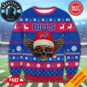The Grinch Math Buffalo Bills NFL Skull Santa Hat Ugly Christmas Sweater For Men And Women