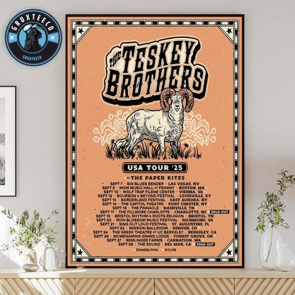 The Teskey Brothers With The Paper Kites For USA Tour On September 2025 Home Decor Poster Canvas