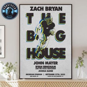 Zach Bryan And Michigan Wolverines Live From The Big House NFL At Ann Arbor In Michigan Stadium On September 27 2025 Home Decor Poster Canvas