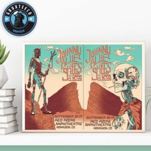 Johnny Blue Skies And Dark Clouds At Red Rocks Amphitheatre In Morison Co On September 16 And 17 2025 Home Decor Poster Canvas